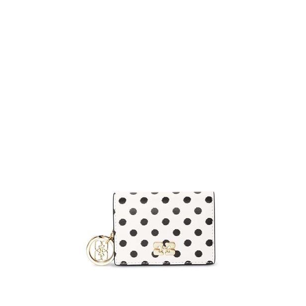 Ganni A6542 Ganni Bou Card Holder With Flap Prints Dots Egret