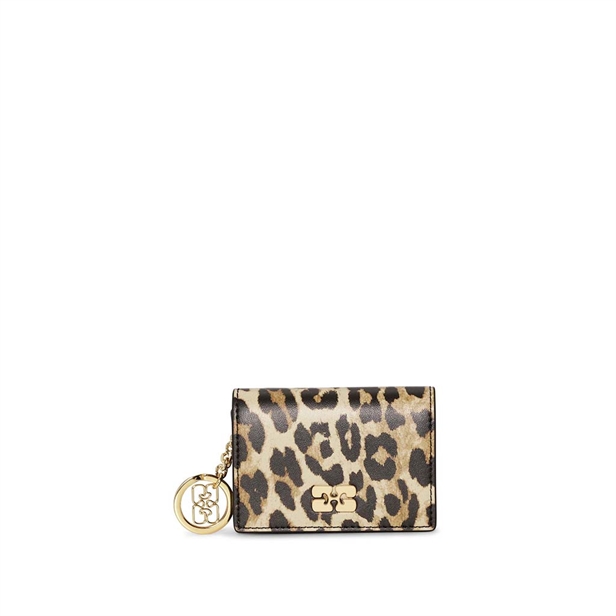 Ganni A6545 Ganni Bou Card Holder With Flap Print Leopard