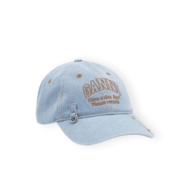 Ganni A6563 Cap Hat Denim Faded Denim