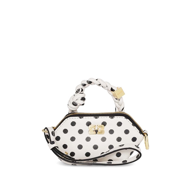 Ganni A6614 Ganni Bou Bag Nano Print Dots Egret