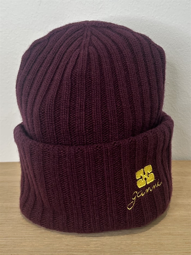 Ganni A6930 Core Future Wool Knit Bennie Burgundy