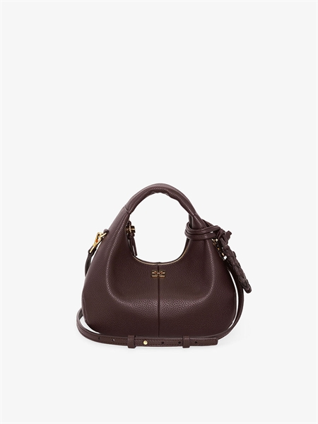 Ganni A7102 Hobo Mini Grained Chicory Coffee