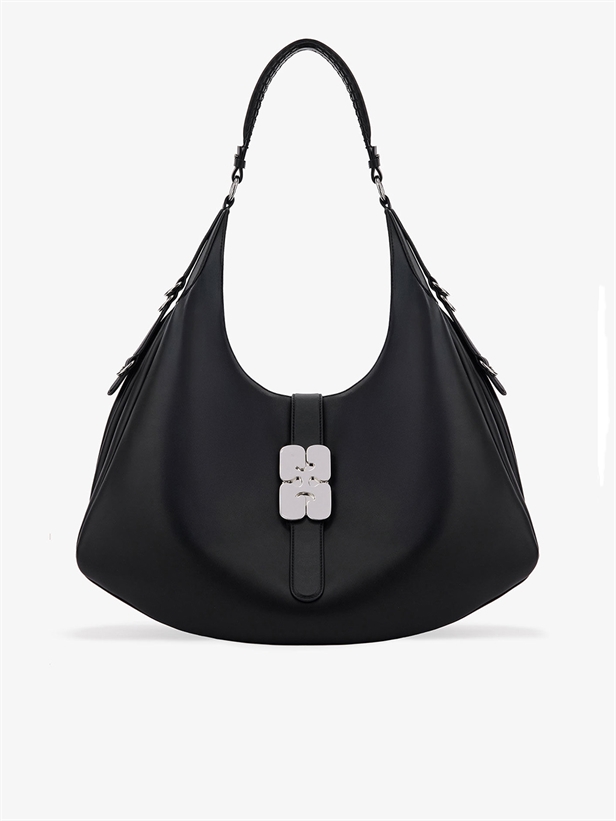 Ganni A7297 Kat Large Silver Bag Black