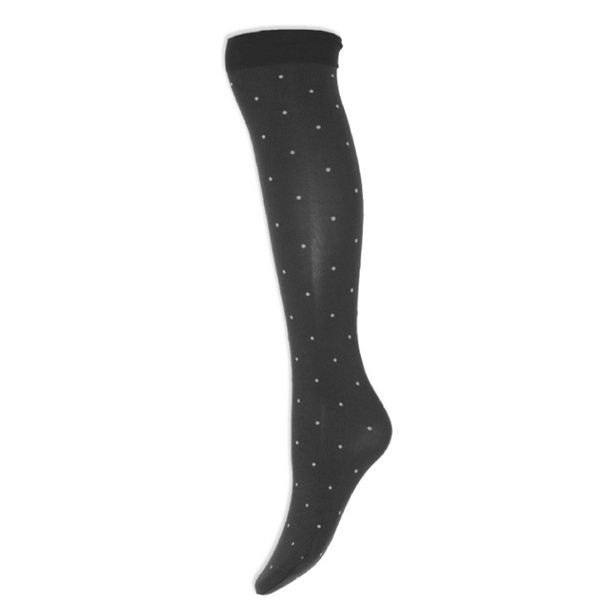 A Moi Agnes dark grey dot knee high sock Dark grey w. off white dot