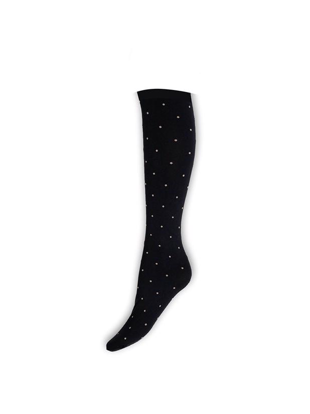 A Moi Agnes black dot knee high sock Black w. light sand dots