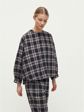 Aiayu Glenn Checked Wool Blouse Mix Black