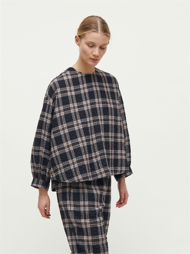 Aiayu Glenn Checked Wool Blouse Mix Black