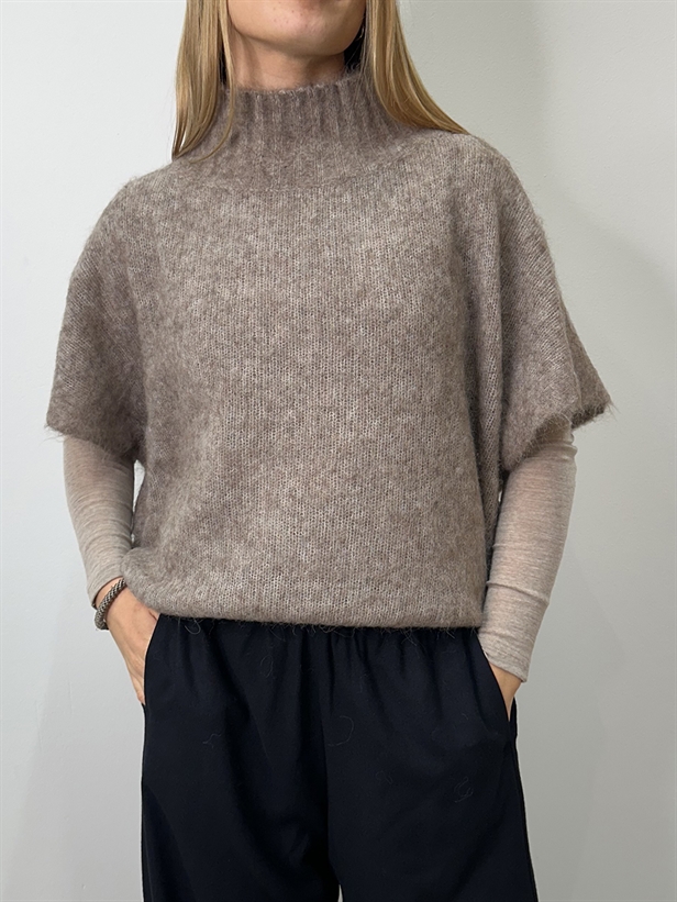 Rabens Saloner Asna Superlight Knit Tunic Top Mushroom