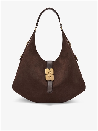 Ganni Kat Large Suede Chicory Coffee
