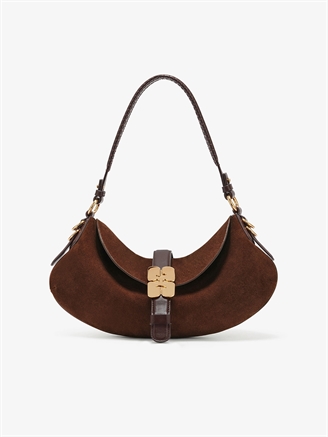 Ganni Kat Baguette Suede Chicory Coffee