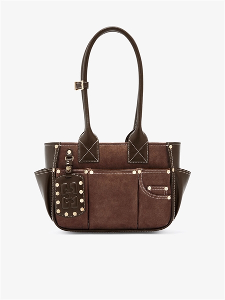 Ganni Posy Small Recycled Suede Chicory Coffee