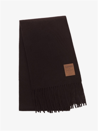 Ganni Double Face Wool Knit Scarf Chocolate Plum