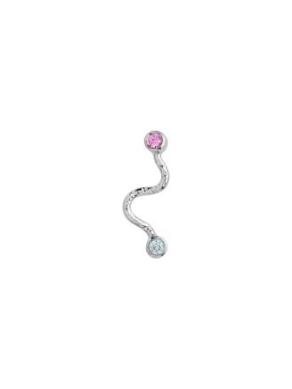 Big Wave Earring with Pastel Pink & Blue Stones Silver