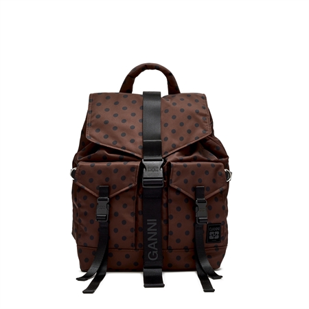 GANNI Re-Tech Printed Nylon Backpack Chicory Coffee