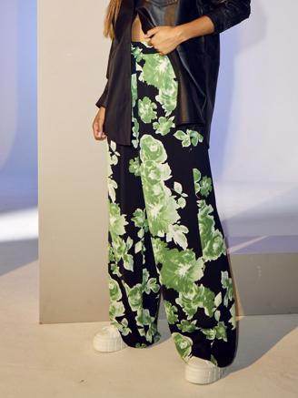 Co'Couture Green Rose Pant Black