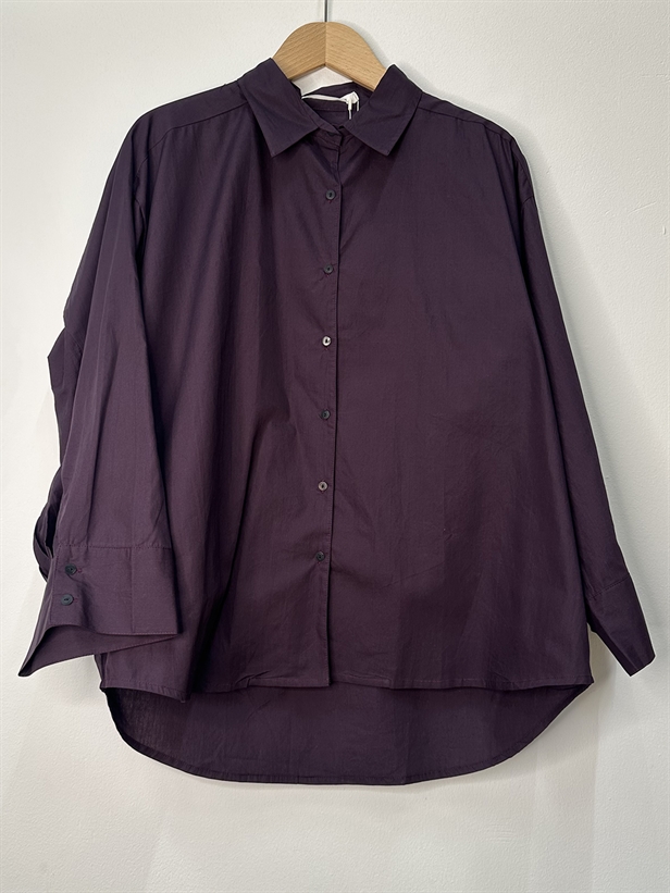 Rabens Saloner Chloe Poplin Full Shirt Aubergine