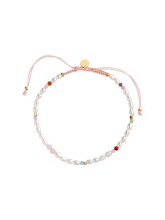 Stine A Confetti Pearl Bracelet with Pink Pastel Mix with Soft Pink Ribbon