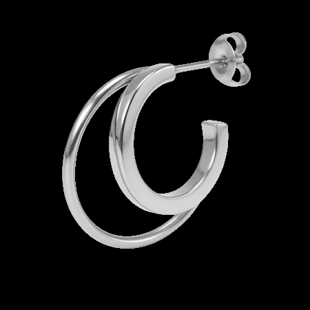 Jane Kønig Double Olympia Hoop højre ørering i stainless steel sølv hos MAAK Shop - model DOH-SS26-SS-S