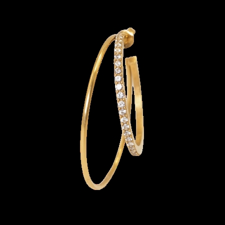 Jane Kønig forgyldt Double Olympia Hoop m. zirkoner venstre ørering i 18 karat guld hos MAAK Shop - model DOHS-SS26-SS-G