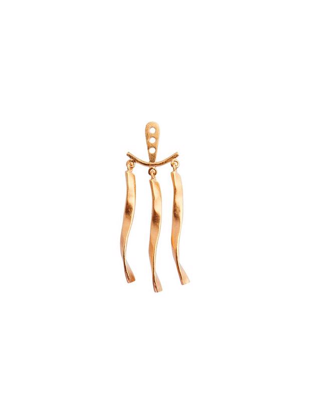 Dancing Three Twisted Curves Behind Ear Earring Gold