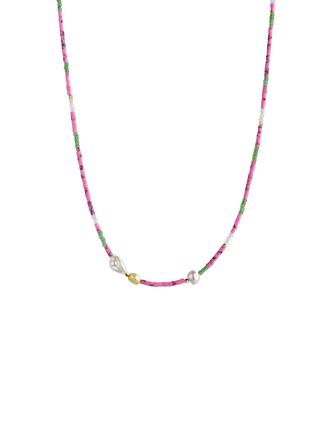 Deep Sea Necklace with Fresh Pink & Dusty Green Mix