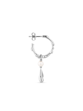 Jane Kønig Drippy Hoop with Pearl Drop Silver
