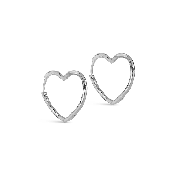 Enamel Copenhagen Organic Heart Medium Hoops Silver