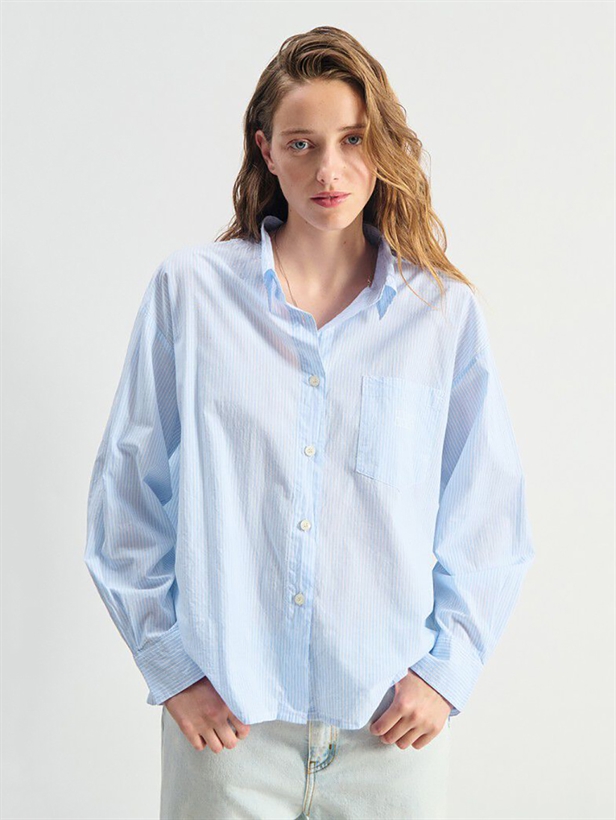 American Vintage ELUABIRD Shirt Blue Stripes