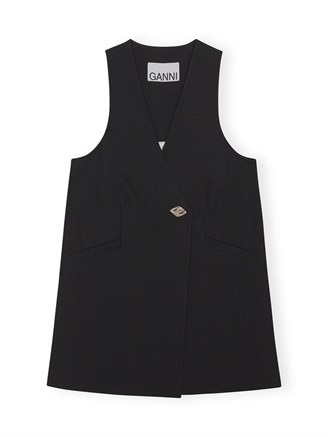 Ganni F7731 Cotton Suiting Vest Black