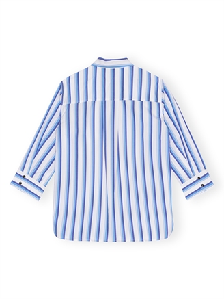 Ganni F9153 Stripe Cotton Shirt Silver Lake Blue