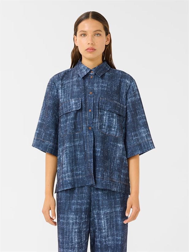 Gestuz GZdemia P SS shirt Dark denim structure