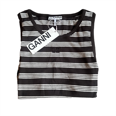 Ganni Soft Cotton Rib Tank Top Stripe Mole