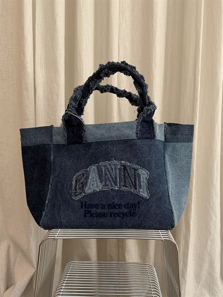 Ganni Medium Trapeze Shopper Mid Blue Vintage