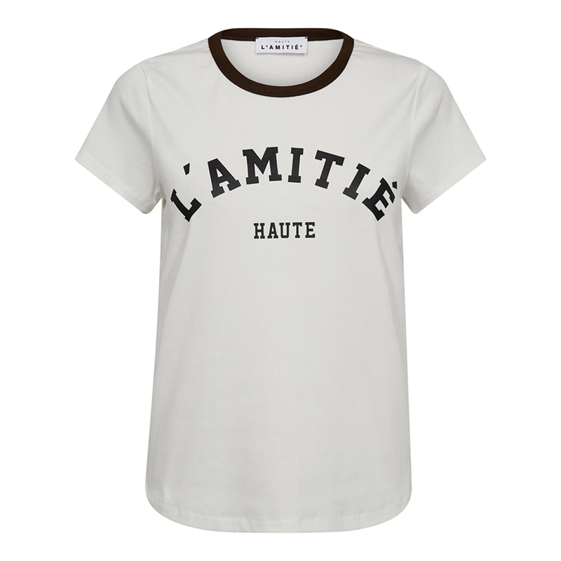 Haute L\'Amitié Neckline Logo Tee Off-White/Mocca