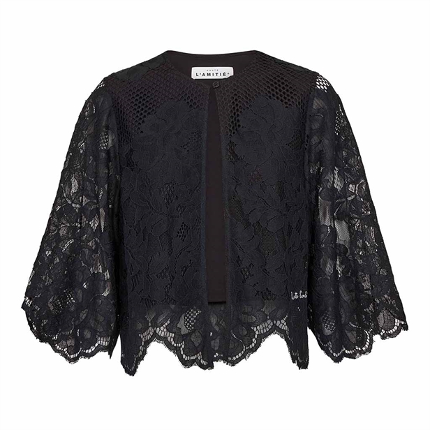 Haute L\'Amitié Curvey Lace Hem Bolero Black