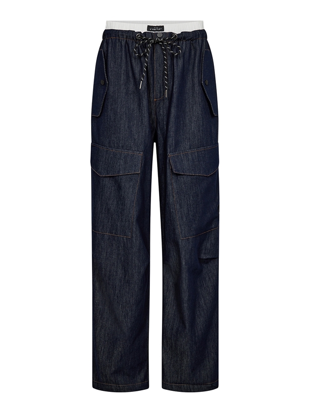 Haute L\'Amitié Denim Cargo Pull On Trouser Dark Denim