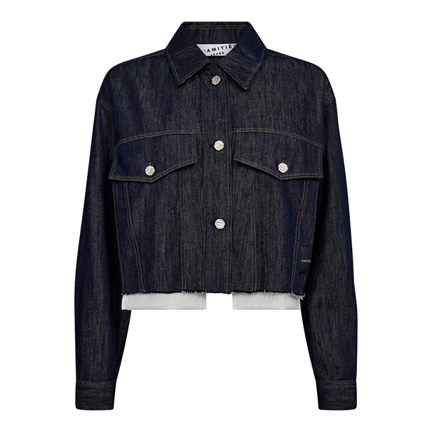 Haute L\'Amitié Denim Cargo Crop Shirt Dark Denim