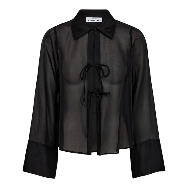 Haute L\'Amitié Nimba Organza Tie Shirt Black