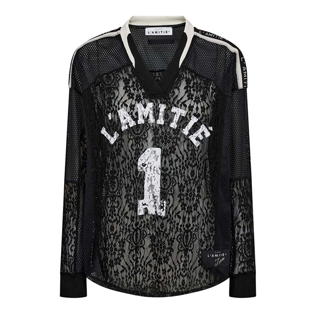 Haute L\'Amitié Lace Football V- Blouse Black
