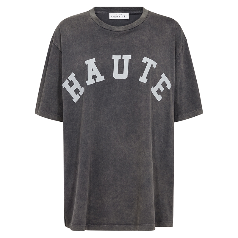 Haute L\'Amitié Noma Acid Curve Logo Tee Black Acid Wash