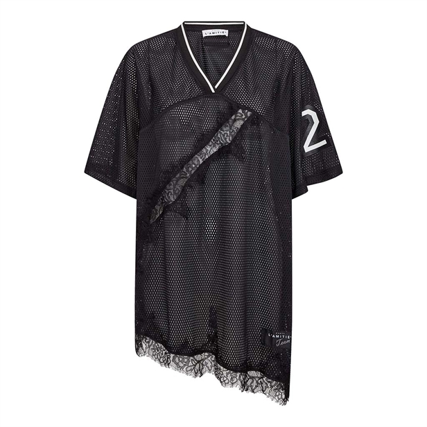 Haute L\'Amitié Drift Asym Lace Tee Black