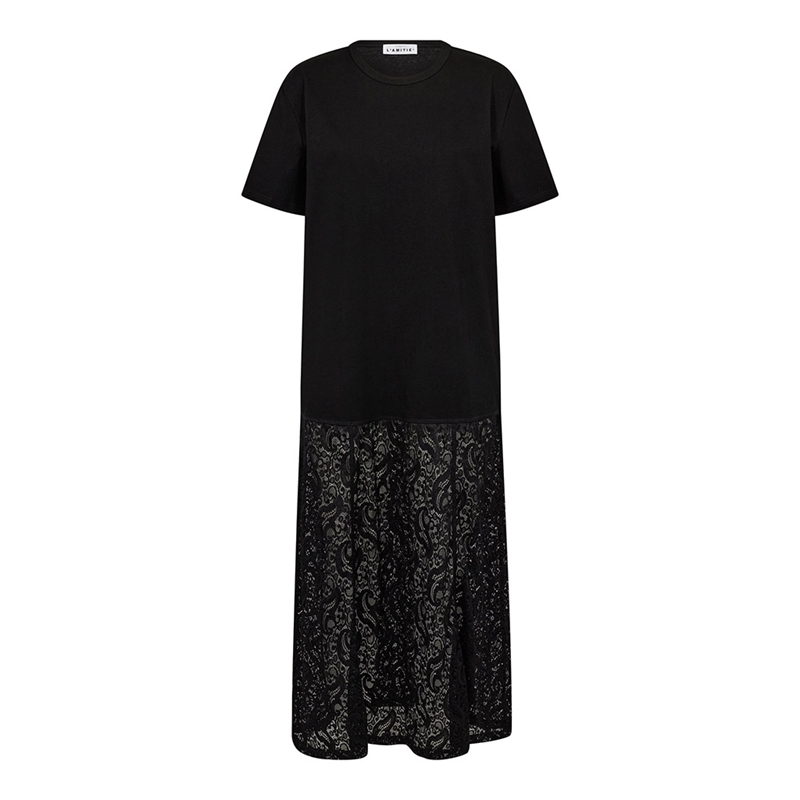Haute L\'Amitié Summer Lace SS Tee Dress Black