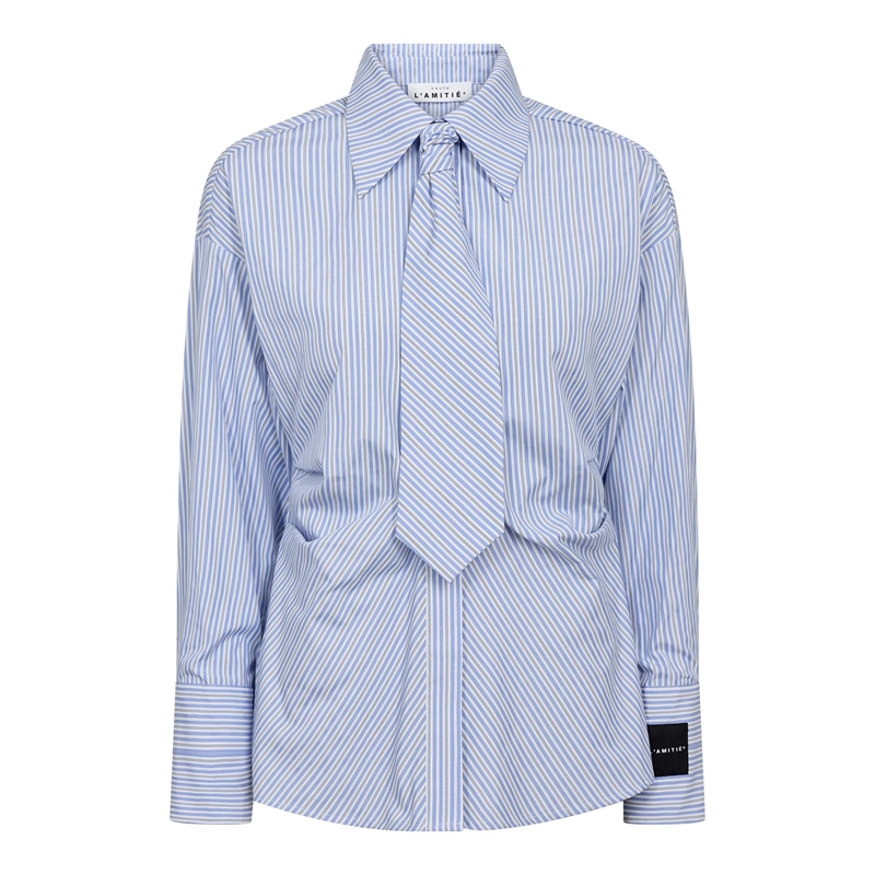 Haute L\'Amitié Emma Tie Stripe Shirt Pale Blue