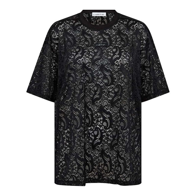 Haute L\'Amitié Summer Lace Loose Tee Black