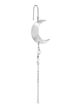 Jane Kønig Half Moon Earring with pearl chain (Right) Silver