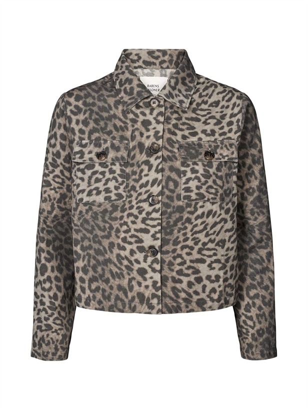 Rabens Saloner Aleksandra Leopard print short jacket Snow Leopard