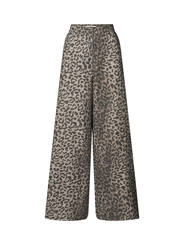 Rabens Saloner Inja Leopard print wide leg pants Snow Leopard