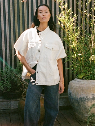 Rabens saloner Mir Denim Vest Jacket Ecru