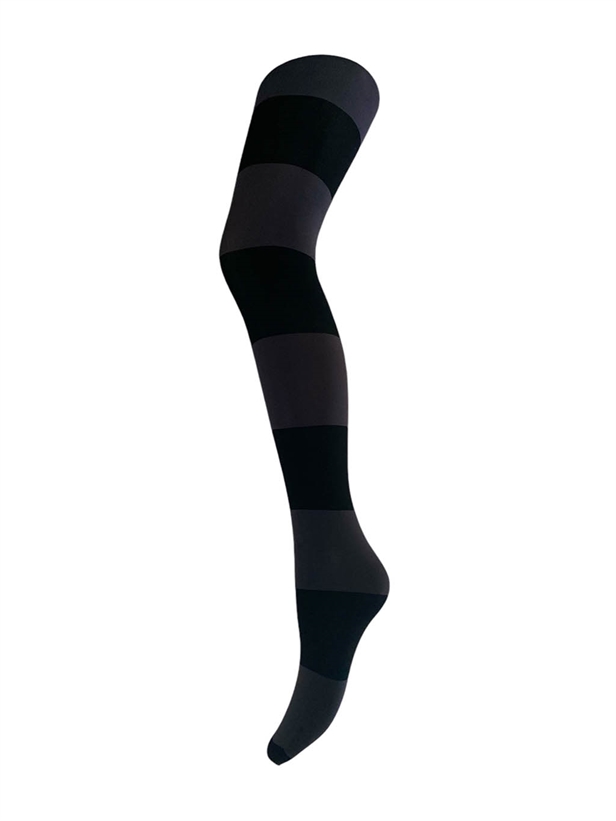 A Moi Inge wide stripe tights Dark grey w. black stripe