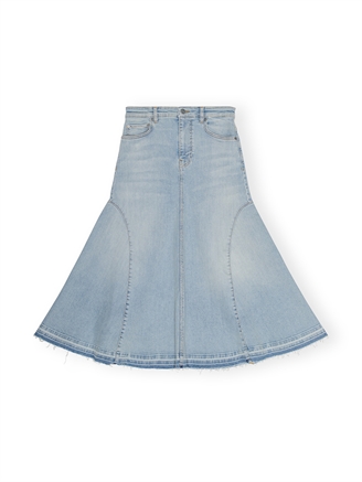 Ganni J1474 Tint Denim Midi Skirt Tint Wash